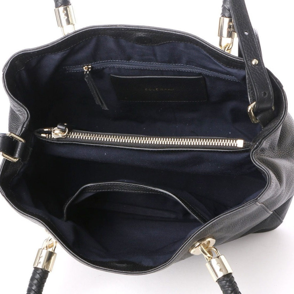 Cole Haan Benson Tote Black Pebbled Leather Quiet Luxury Classic - Picture 3 of 16